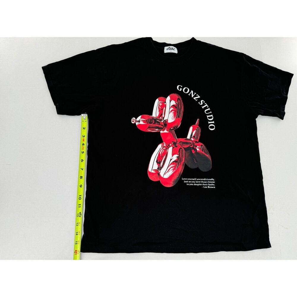 Vtg Gonz T Shirt Size Large Jeff Koones Balloon Dog Les Brown Black Grunge 90’s - Picture 6 of 9